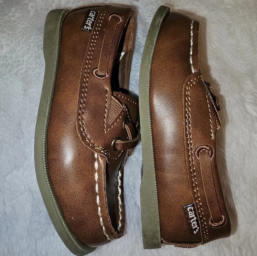 Carter’s Toddler Brown Loafer Boat Shoes Boys Dress Casual Sz 7T - Picture 4 of 7